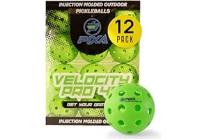 PIXA PICKLEBALL PIXA Velocity Pro 40 Injection Molded Outdoor Pickleball - USAPA Approved, Tournament Play, Durable Outdoor Pickleballs, Consistent Bounce, Smooth Flight, Ideal for Competitive Play- Packs of 3, 6, 12