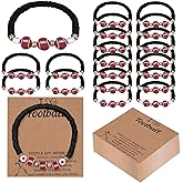 Sploziia 20 Sets Football Bracelets Football Party Favors Adjustable Clay Beaded Sport Charms for Bracelets Bulk with Card Spirit Items Team Gifts for Women Men Coach Sport Team Players
