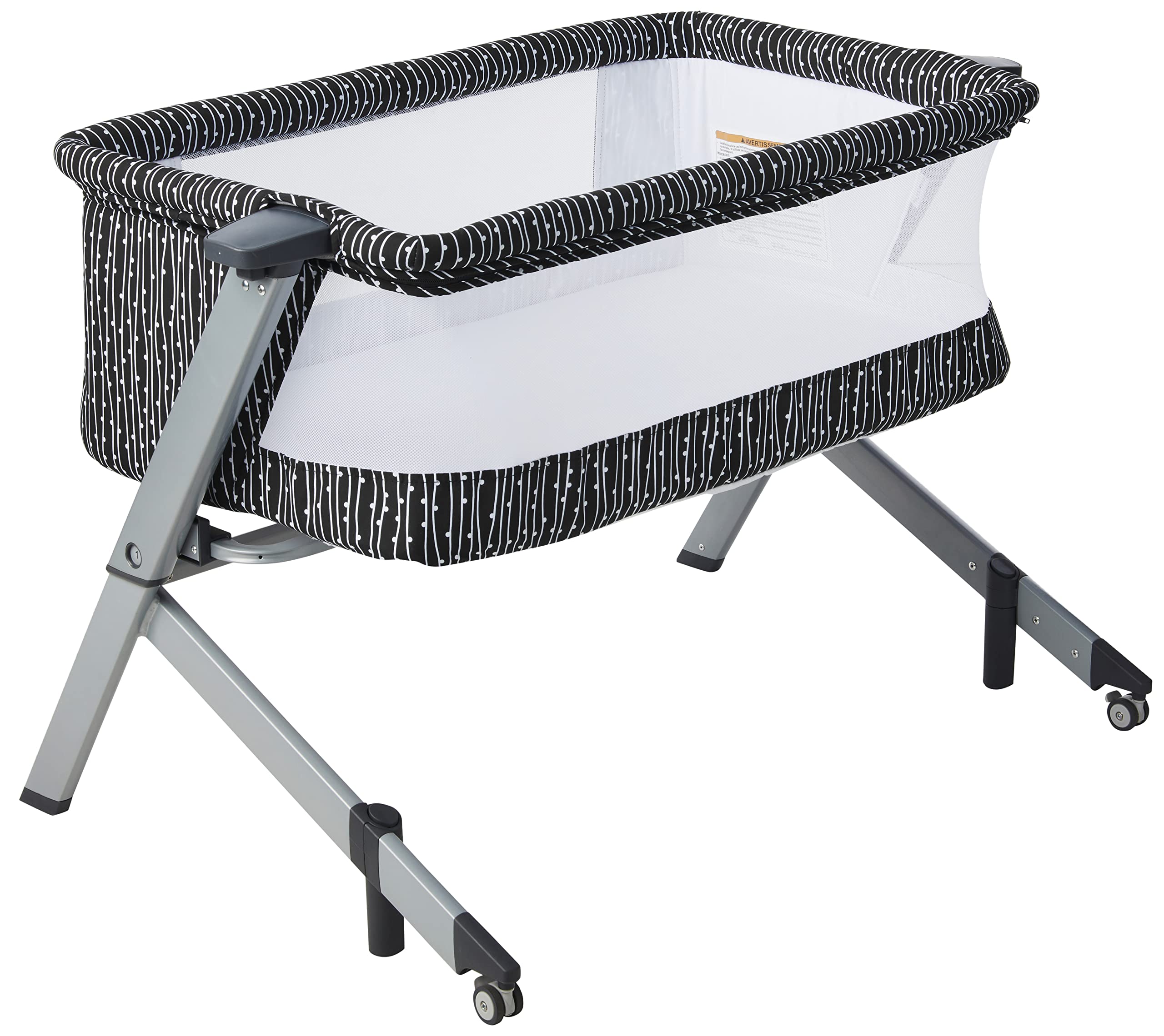 Photo 1 of Dream On Me Flora Baby Bassinet in Onyx, Lightweight and Portable Travel Bassinet with Carry Bag, Five Adjustable Height Position, Mattress Pad Included