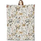 VODRM Vintage Butterfly Floral Blanket Elegant Retro Wildflowers Throw Blankets Gifts for Girls Women Adults Lightweight Soft Fleece Cozy for Sofa Couch Bed Room Travel Birthday Party Decor 50x60in