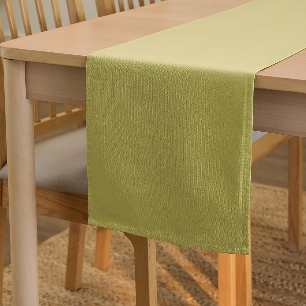 Encasa XO Table Runner 13x59 in Sage Green Cotton Canvas