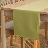 Encasa XO Table Runner 13x59 in Sage Green Cotton Canvas