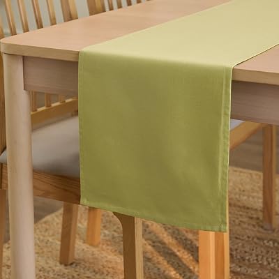 Encasa XO Table Runner 13x59 in Sage Green Cotton Canvas