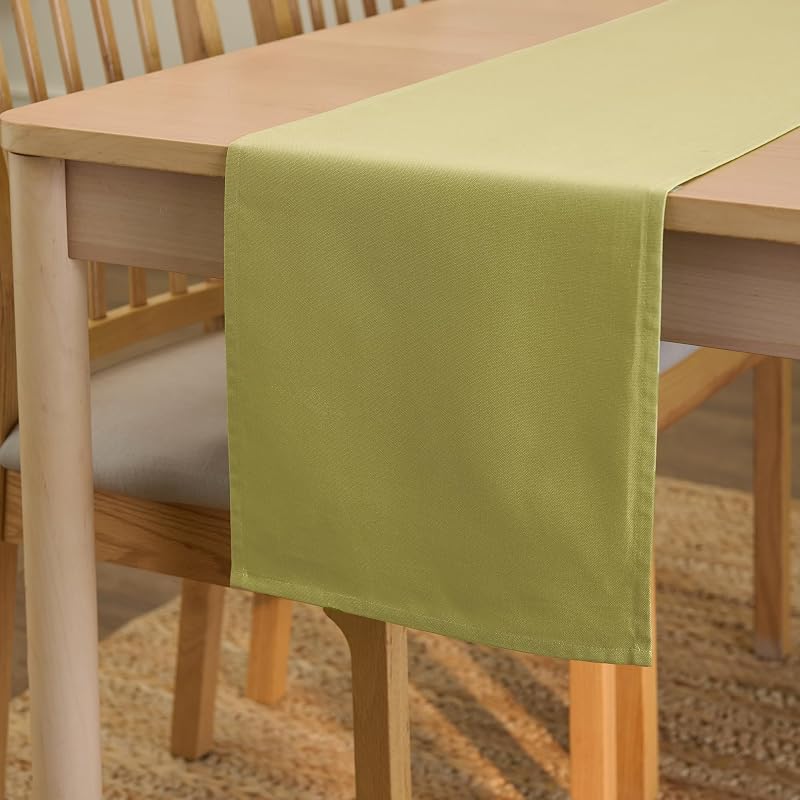 Encasa XO Table Runner 13x59 in Sage Green Cotton Canvas