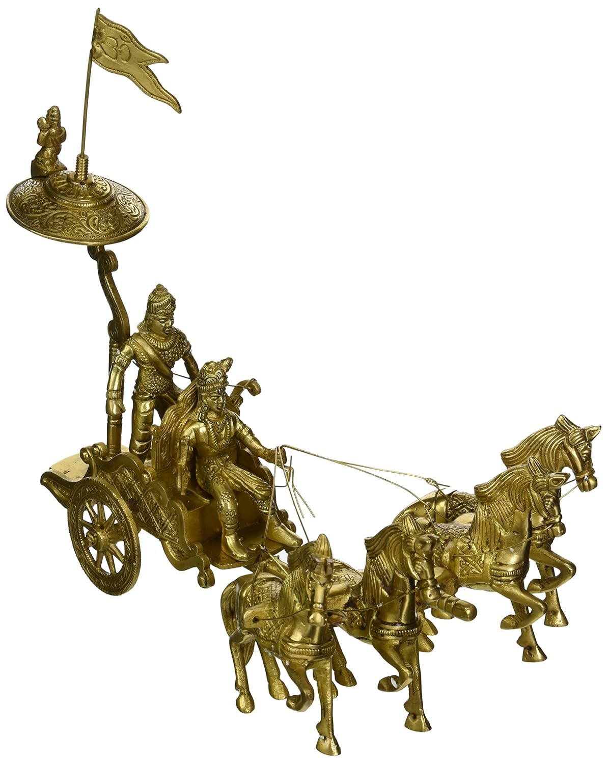 Buy Exotic India Krishna Drives Arjuna's Chariot in The Mahabharata Brass Statue Online at Low