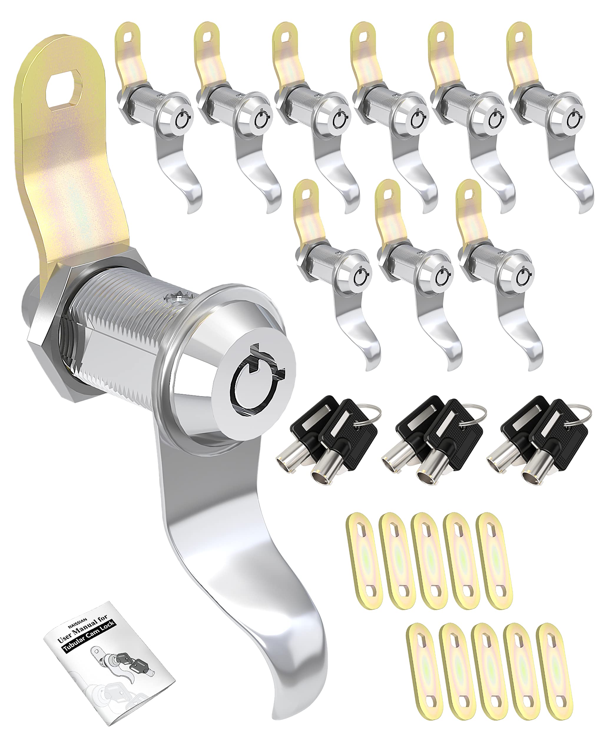 Photo 1 of Naissian RV Locks for Storage Door 1 1/2 INCH, Camper Storage Locks for Travel Trailer Compartment Cabinet Drawer with Keys 1 1/2", Pack of 10 Locks with 6 Keyed Alike with Manual