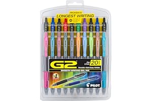 Pilot, G2 Premium Gel Roller Pens, Fine Point 0.7 mm, Assorted Colors, Pack of 20
