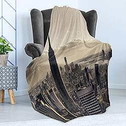 Ambesonne New York Throw Blanket, Aerial View of