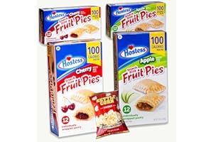NOBLE CRUNCH Fruit Pies - Variety Pack - Apple (2pks - 24 pies) - Cherry (2pks - 24 pies) - 48 Snack Sized Fruit Pies - Sweet and Salty Kettle Popcorn (5.5oz) - 5 Items