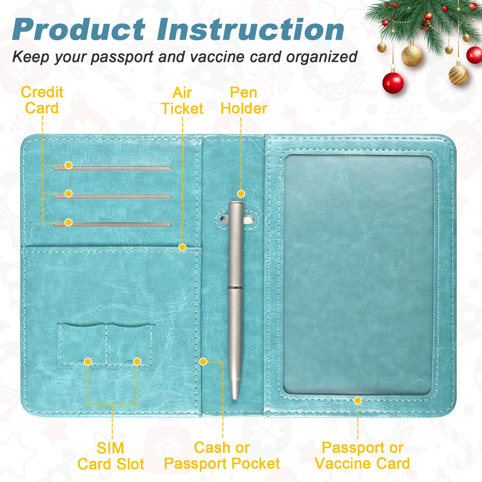 DMLuna Passport Holder, Premium PU Leather Travel Passport Wallet RFID Blocking Passport Cover Case Travel Documents Organizer with Pen Holder, for Women and Men