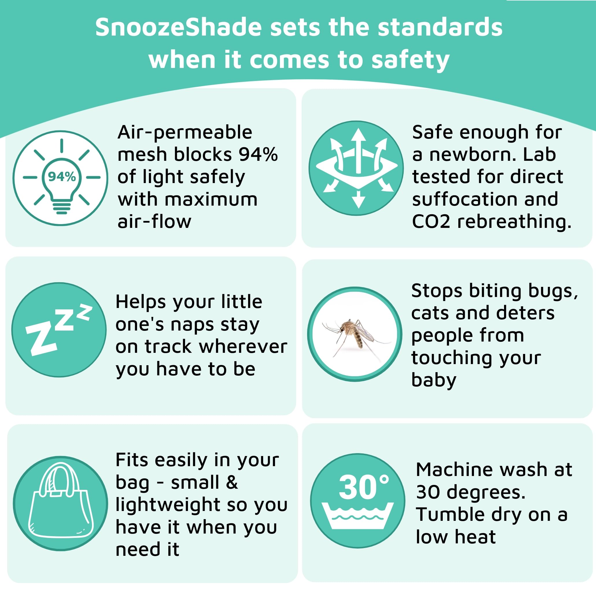 SnoozeShade Plus Extra–Stroller Sun Shade & Mosquito Net for 6m+ Babies Blocks 97.5% of UV (UPF 40+) Universal Fit Blackout Sleep Cover with Peekaboo Window Breathable Mesh Canopy for Single Strollers