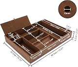 BELLE VOUS Brown Faux Leather Valet Tray - 6 Compartment Desk Organiser view 2