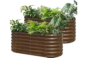 SnugNiture Galvanized Steel Raised Garden Bed Kit, 2 Pcs 4x2x2 ft Large Metal Planter Box Outdoor for Gardening Vegetables, Flowers and Fruits