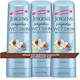 Jergens Wet Skin Body Moisturizer with Coconut Oil, In Shower Lotion for Dry Skin, Fast-Absorbing, Non-Sticky, Dermatologist Tested, 10 Oz, Pack of 3