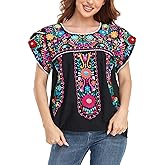 YZXDORWJ Women's Summer Boho Embroidery Mexican Bohemian Tops Shirt Tunic