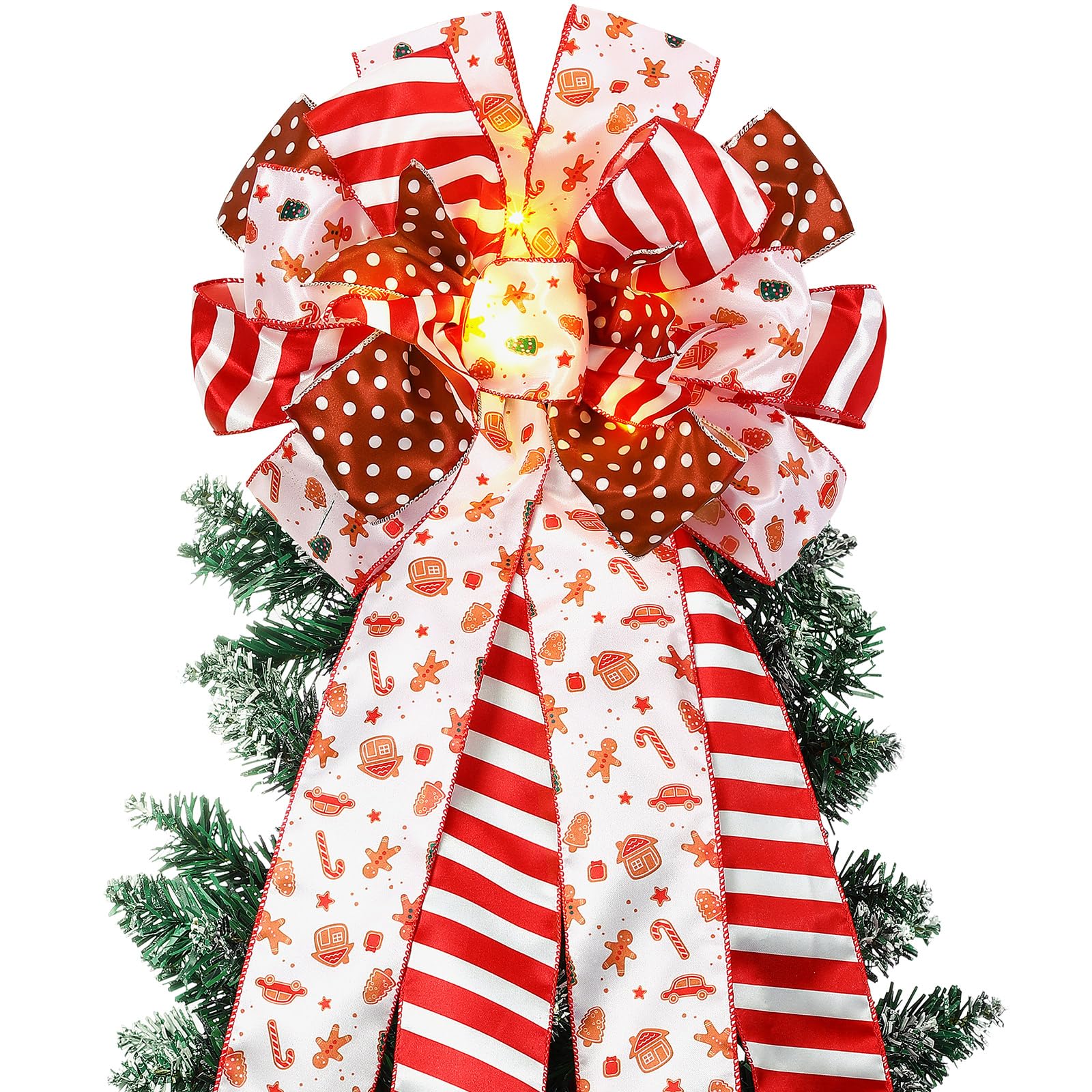 Photo 1 of *MINOR DAMAGE - USED*
Thiccywoov Christmas Tree Topper 12 x 45'' Large Christmas Bows with Glitter Large Gingerbread Man Toppers Decorative Gift Bows for Wreaths Thanksgiving Xmas Tree Ornament
