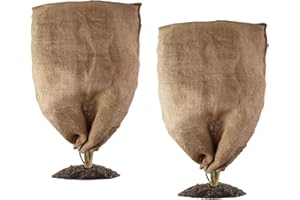 Ecmln 2 Pack Burlap Winter Plant Cover Bags-24 × 40 inch Plant Frost Protector,Reusable Plant Covers Freeze Protection Plant Frost Cloth Cold Freeze Blanket Protecting Fruit Tree Potted Plants (2PCS)