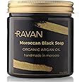 Ravan Moroccan Black Soap with Organic Argan Oil - Traditional Hammam Beldi Soap - 8.8 Oz