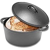 Cuisiland 5 Quart Pre-Seasoned Cast Iron Dutch Oven with Dome Lid & Dual Handles, Heavy-Duty, Oven Safe, Perfect for Baking B