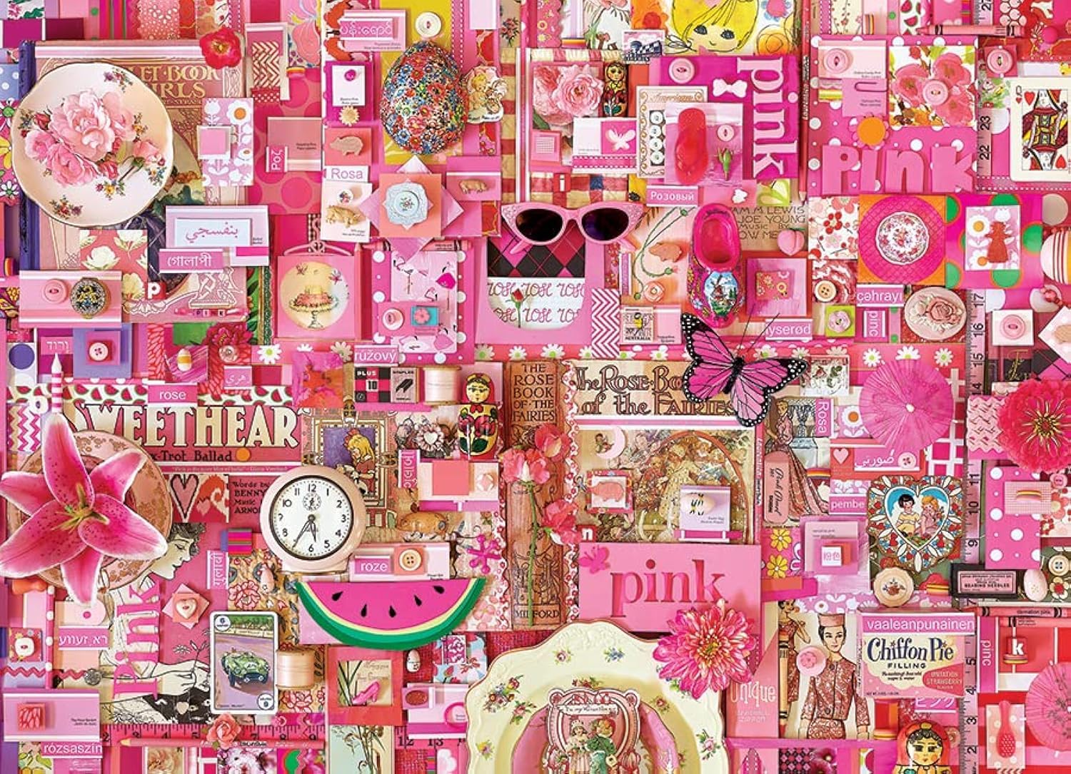 Cobble Hill 1000 Piece Puzzle - Rainbow Collection: Pink - Sample Poster Included