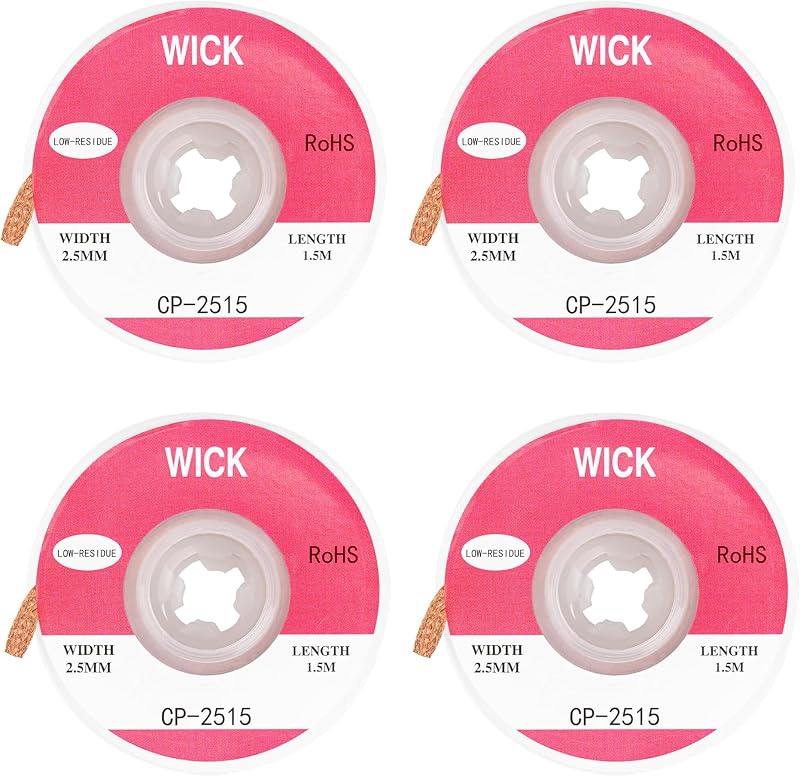 Himwein 4Pcs Solder Wire Wick No Clean Low Residue 2.5mm 1.5M Desoldering