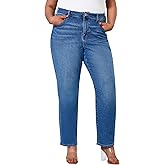 POTADY Women's Plus Size Mom Jeans Straight Leg Boot Cut Mid High Rise Comfy Stretchy Jeans