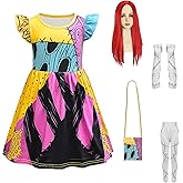 Varuotu 5PCS Sally Costume for Girls Kids Christmas Nightmare Dress Wig Bag Tights Glove Halloween Costume Cosplay Outfit Red