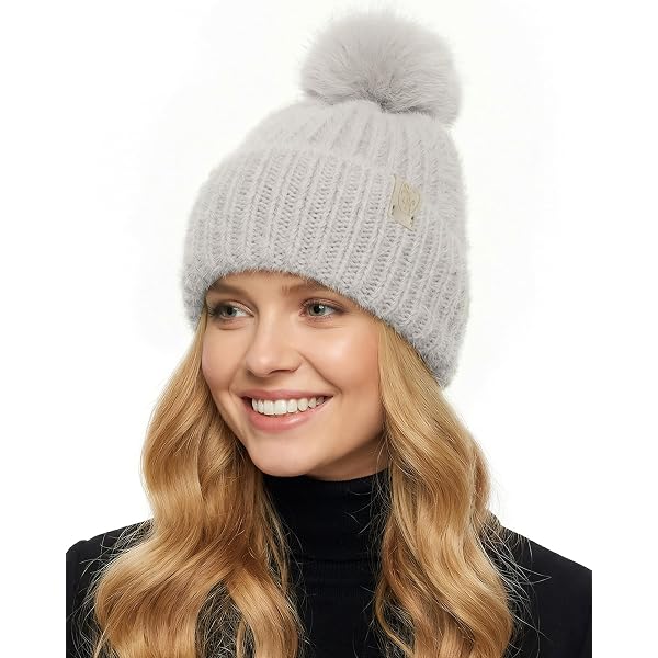 Frost Hats 95% Cashmere Hat with Detachable Rabbit Fur Pom  display picture 2