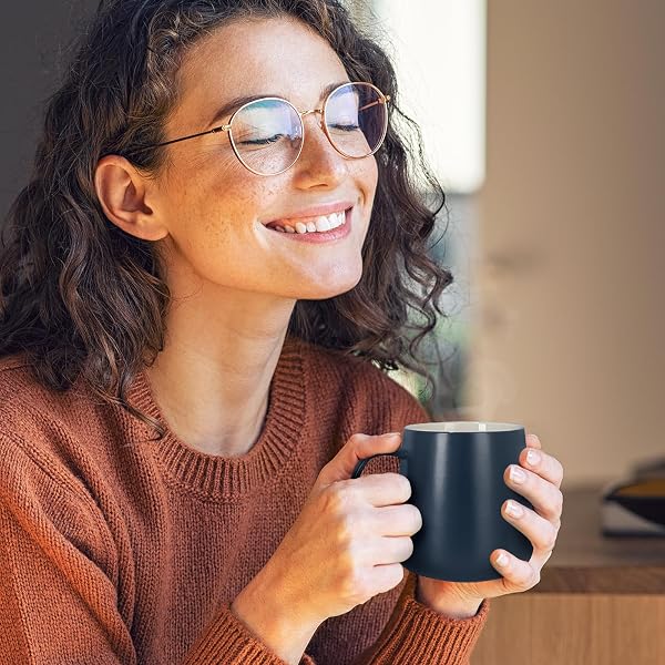 APEKX SELF-HEATING CERAMIC COFFEE MUG – STABLE 130°F TEMPERATURE, 15W WIRELESS PHONE CHARGING, 12.8 FL OZ CAPACITY – USB-C ENABLED. (DEEP NAVY)