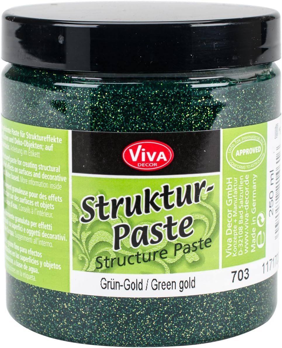 Viva Decor Structure Paste 8.45 oz. Green Gold, Acrylic, Multicoloured, 2.66 x 2.73 x 3.05 cm, Multicolor