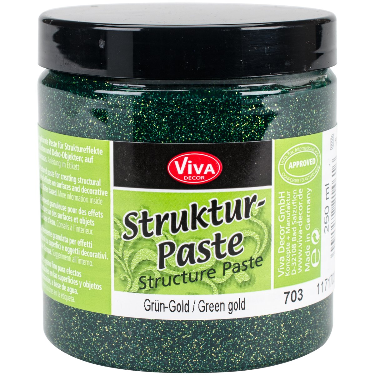 Viva Decor Structure Paste 8.45 oz. Green Gold, Acrylic, Multicoloured, 2.66 x 2.73 x 3.05 cm
