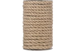 Vivifying Jute Rope, 50 Feet 8mm Natural Heavy Duty Twine for Crafts, Cat Scratch Post, Bundling and Hanging