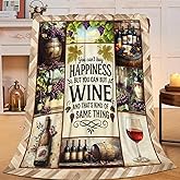 Vintage Wine Blanket for Girls Women Men Adults Soft Cozy Fleece Wine Estates Throw Blankets Winery Gifts Warm Flannel Plush Stuff Lightweight Decorative for Couch Bed Sofa 50"X40"