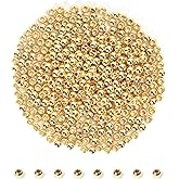 400pcs 4mm 18K Gold Filled Spacer Beads for Bracelets, Necklace, Earring - Seamless Small Gold Round Circle Beads for Jewelry Making & Bulk Supply