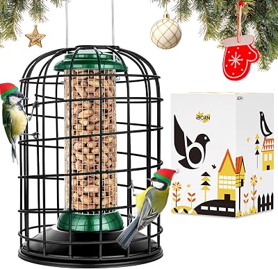 iBorn Squirrel Proof Bird Feeder Peanut & Sunflower Green 8 Inch All Metal
