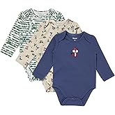 Hanes Unisex Baby Pure Comfort Long Sleeve Bodysuits, Infant Bodysuits, Boys & Girls, 3-pack