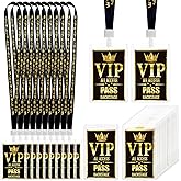 Shknldzsm 50 Sets VIP Badge Lanyards Plastic Clear VIP Backstage Passes Safety Cards with Black Breakaway Lanyard Bulk for Concert Event Birthday Award Movie Night Party Organizer