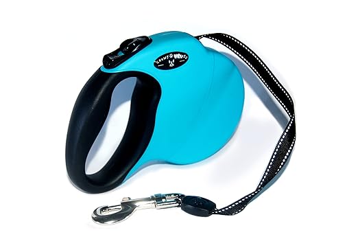Correa Retráctil Para Perros Chewy Express Correa de Paseo Para Perros de hasta 50 kg - Control de Bloqueo Fácil con un Dedo y Reflectante - Azul – 1/Paquete