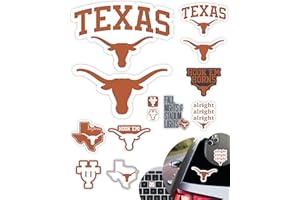 PARTYKANDY Texas Longhorns Stickers (14 Piece) University of Texas at Austin Gifts for Men Football Fans for Car Laptop Water Bottle + 2 Large UT Car Decals, 10 Water Bottle Size, 2 Keyboard Size