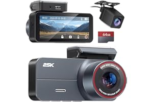 Yonvim Dash Cam Front and Rear 2.5K QHD, 3.39" Dash Camera for Cars with 64GB Card, 160° and 160° Wide Angle, G-Sensor, 24H, Front Rear Car Camera，Support 256 GB Max