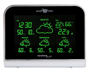 WD 2900 – satellitengestützte Wetterstation mit 4 Tagesvorhersage und LED - Farbdisplay, modernes Design, Besser als jedes Th