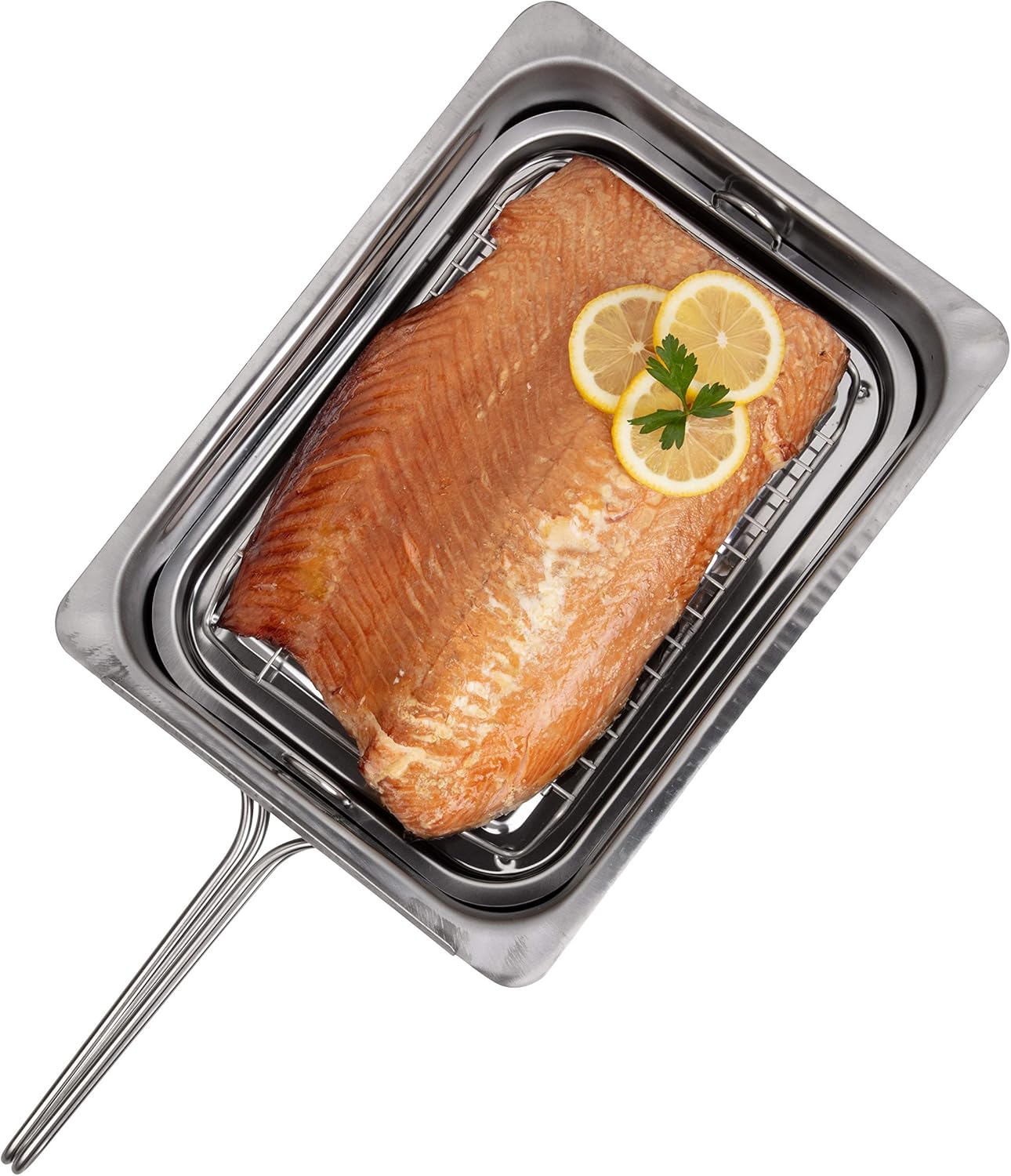 Camerons Large Stovetop Smoker w Wood Chips and Recipes - 11" x 15" x 3.5" Stainless Steel Smoker: Kitchen & Dining