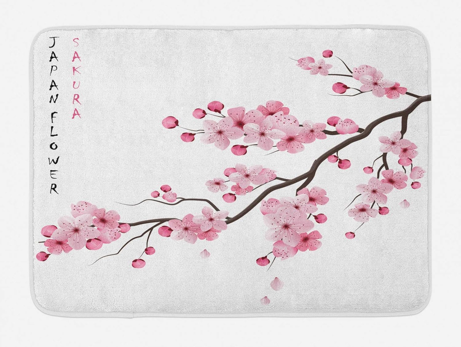 ABAKUHAUS asiatisch Badematte, Japanischer Kirschzweig, Plüsch