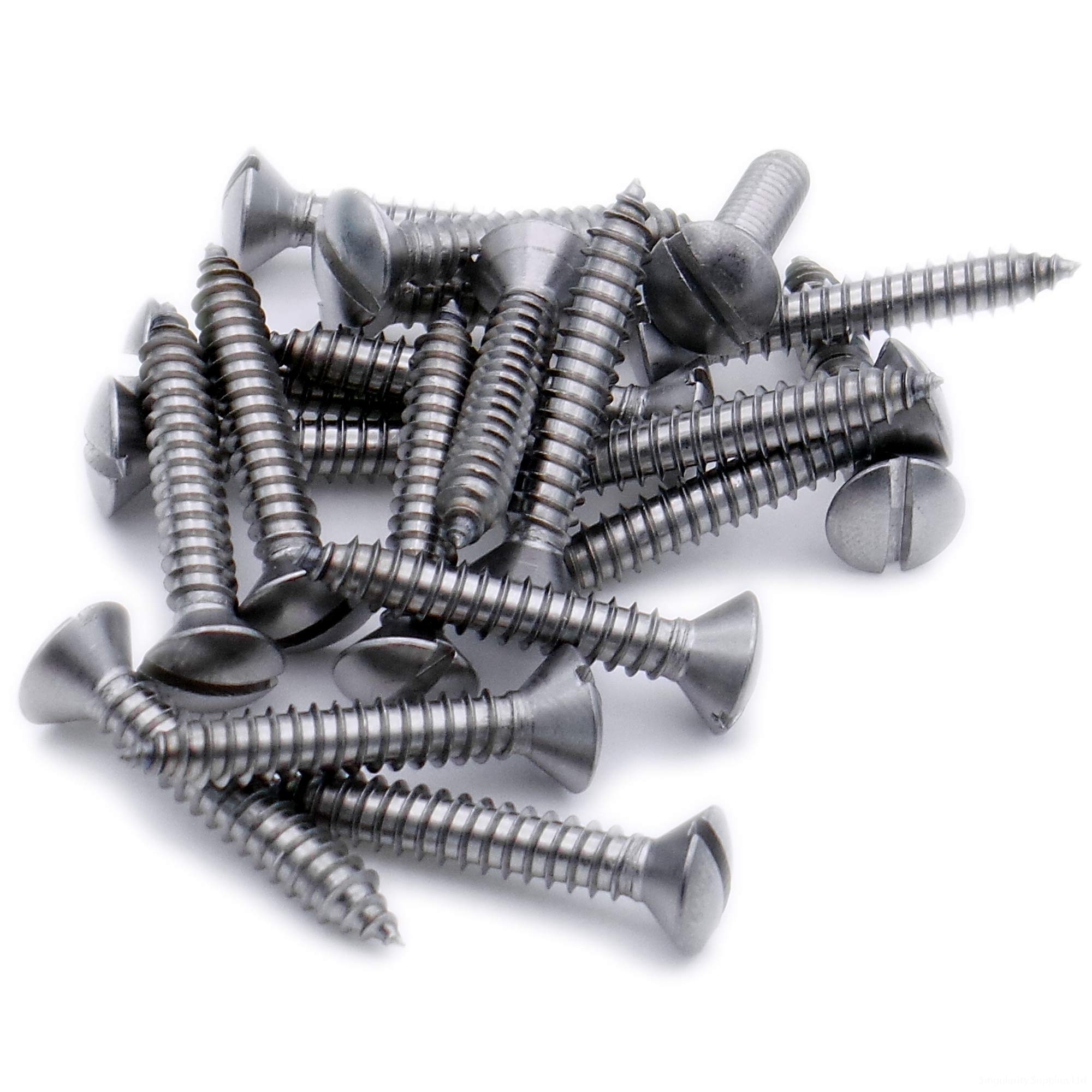No.6 x 0.25 (3.5mm x 6.5mm) Slot Raised Countersunk Self-Tapping Screw - Stainless Steel (A2) (Pack of 20)