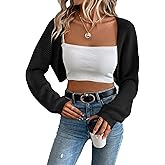 MURMUREY Womens Long Sleeve Open Front Knit Crop Bolero Cardigan Sweater Shrug for Dress 2025