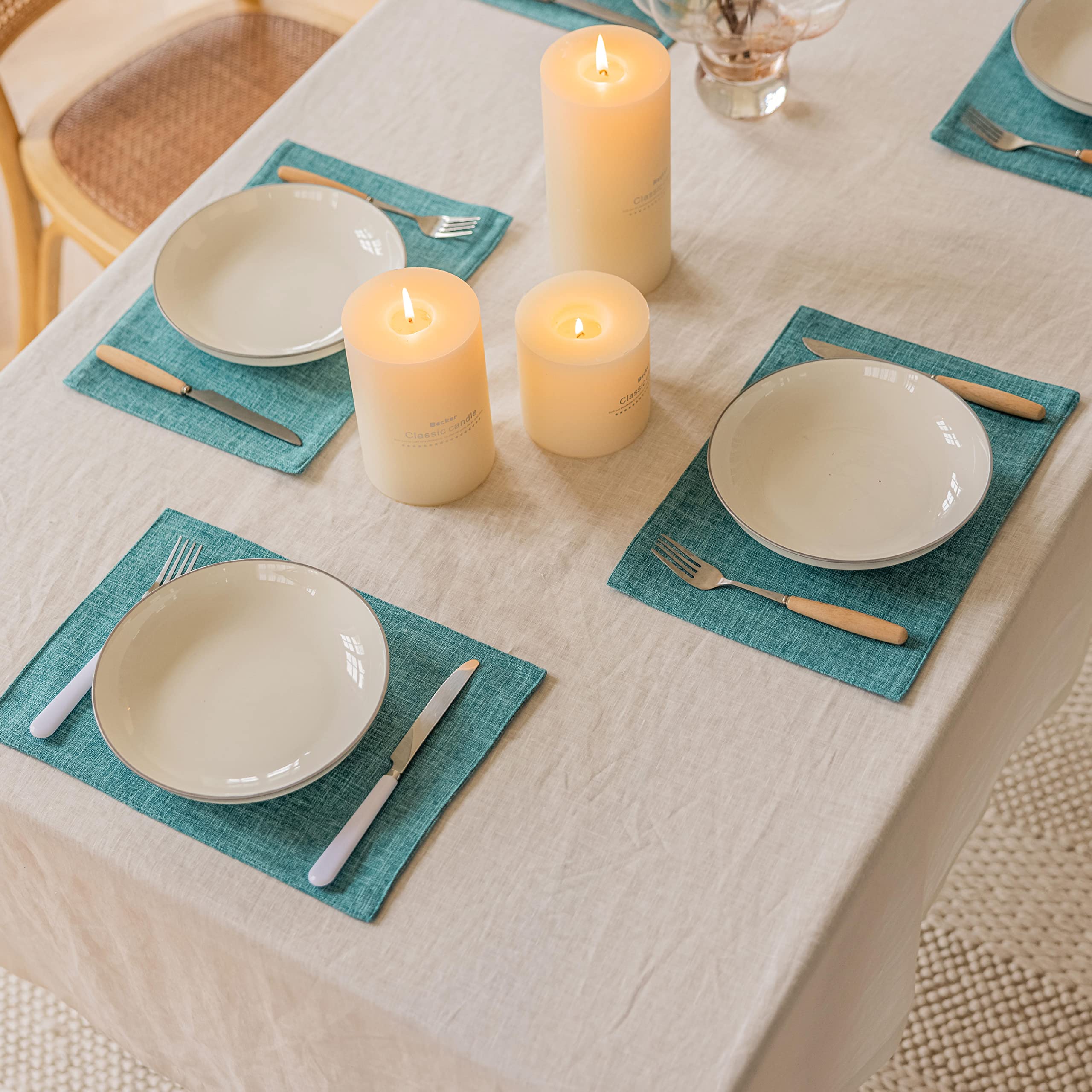 Home Brilliant Blue Placemats Set of 4 for Table, Durable Woven Place Mats for Kitchen Dinning Restaurant, 33 x 48 cm(13x19 Inch), Peacock