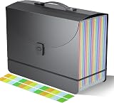 Fun storage File Organiser 24 Pockets A4 Rainbow Document Folder with Handle view 1