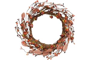 idyllic Mini Pumpkin Pip Berry Wreath for Front Door 12 Inches Fall Wreath Indoor Festival Celebration Party Decoration (1 Pack)