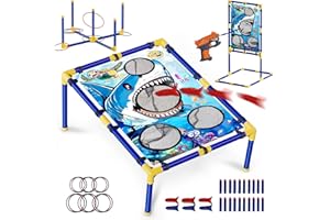 Lehoo Castle Bean Bag Toss Game 3 in 1 with Shooting Game, Ring Toss Game, Rich Outdoor Toys for Kids Ages 4-8, Backyard Games, Outdoor Games, Outside Activities for Family Party, Gift for Boys