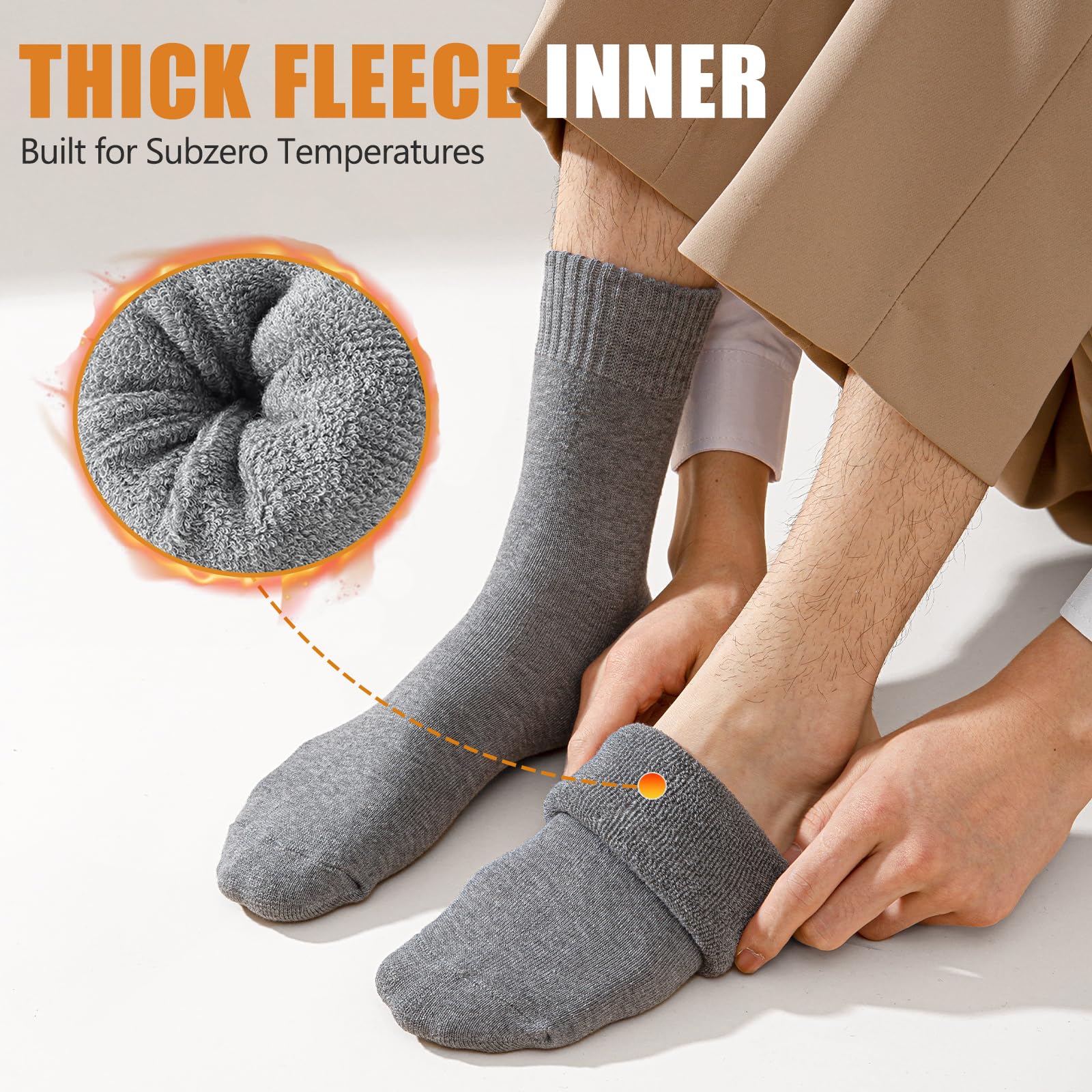 Hocerlu Warme Socken Herren, Thermosocken Dicke Wintersocken Frotteesohle WanderSocken WollSocken Geschenke für Herren im Winter 5 Paar - Gemütlich und Atmungsaktiv, EU-Größe 39-45 3